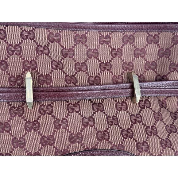 Gucci Horsebit Burgundy Canvas Drawstring Shoulder Bag Canvas - Picture 11 of 16